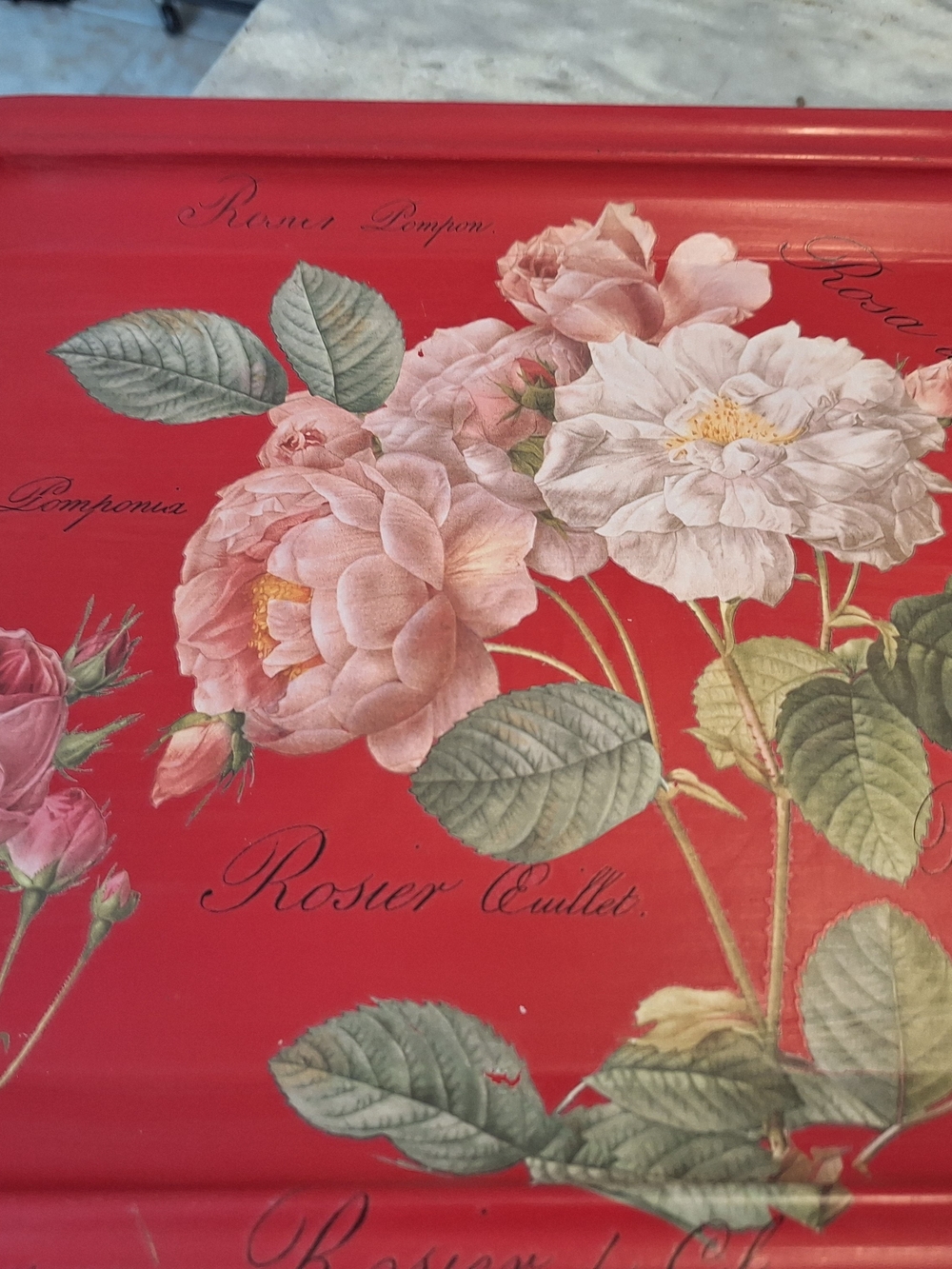 Red Floral Rose Wall Art Tray - Brand: